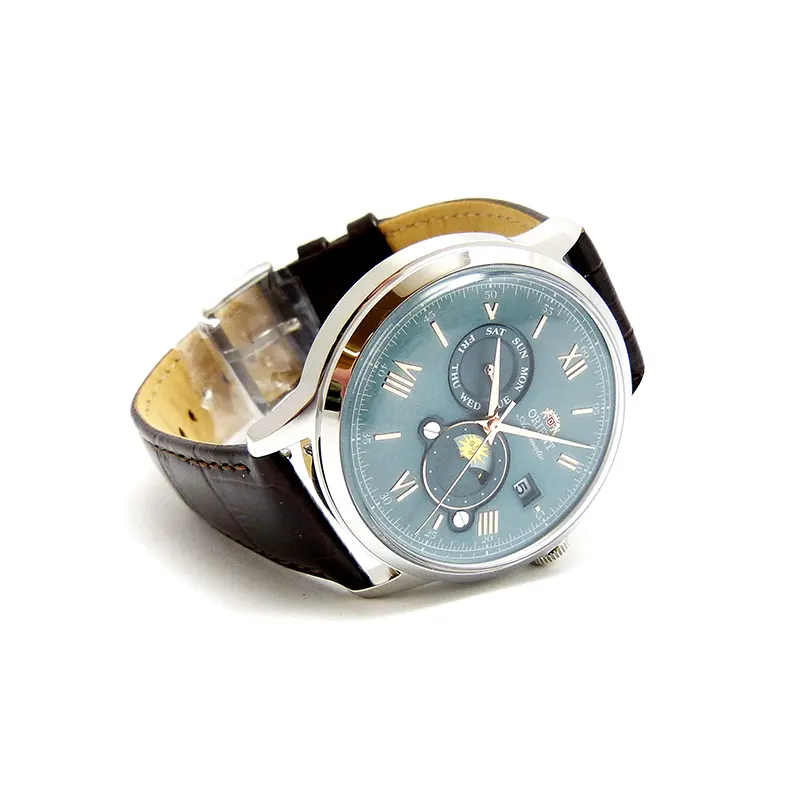 Orient Bambino Sun and Moon Green Dial Men's Watch- RA-AK0805E